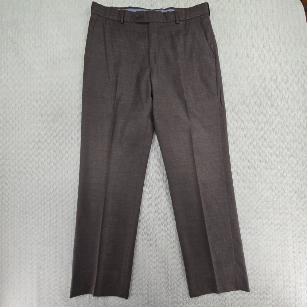Ballin Pants Mens 34x32 Brown Super 110s Wool Comfort EZE Flat Front Dress